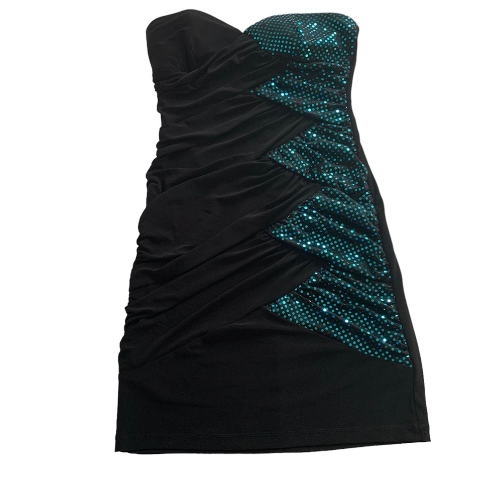 Clubbing sexy mini strapless dress with ruche and sequin design